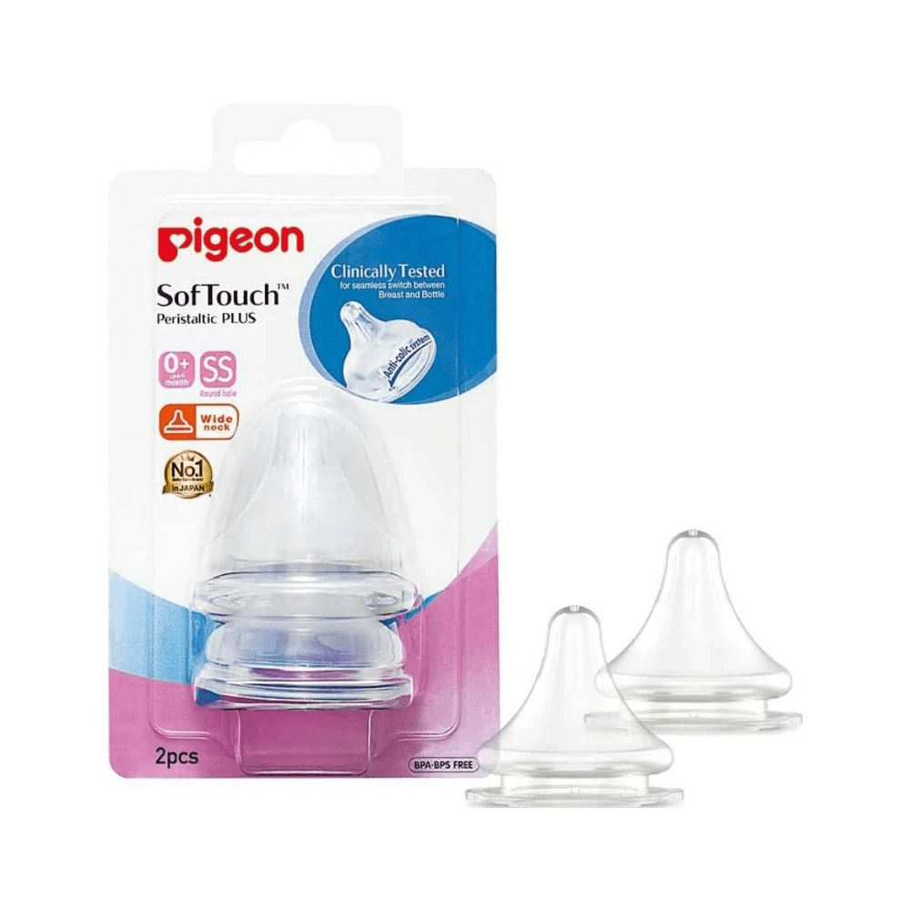 Pigeon Soft Touch Peristaltic Plus SS Round Hole Nipple For 0+ Months 2Pcs PB01866