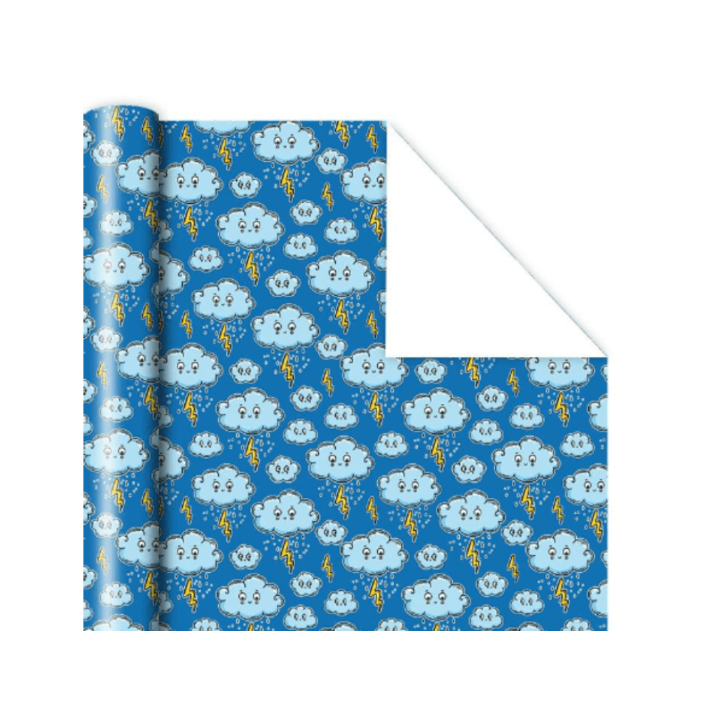 Gift Wrapping Paper With Blue Clouds - Blue 
