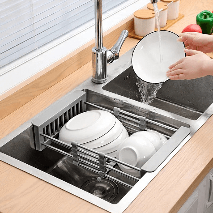 Expandable Dish Drying And Washing Basket For Sink-GREY