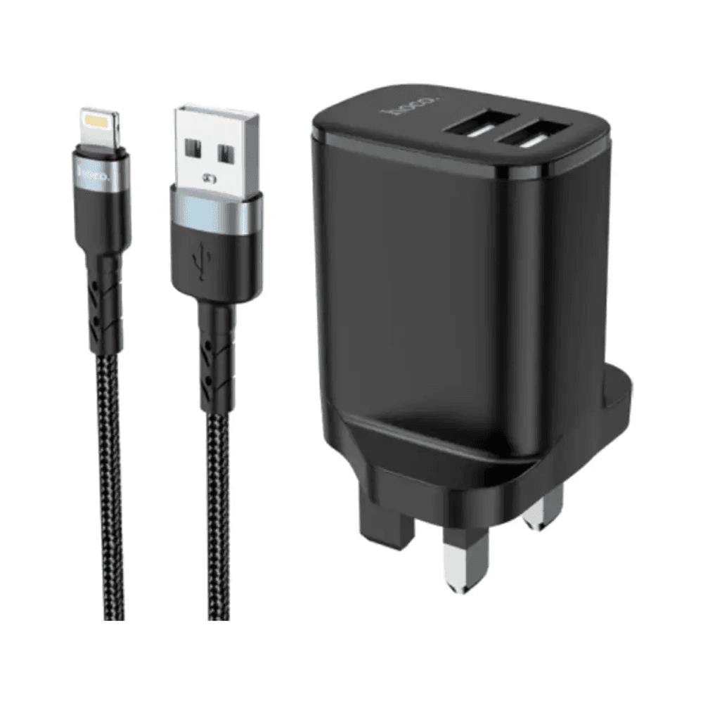 Hoco Dc16 Dual Port Charger Set Lightning