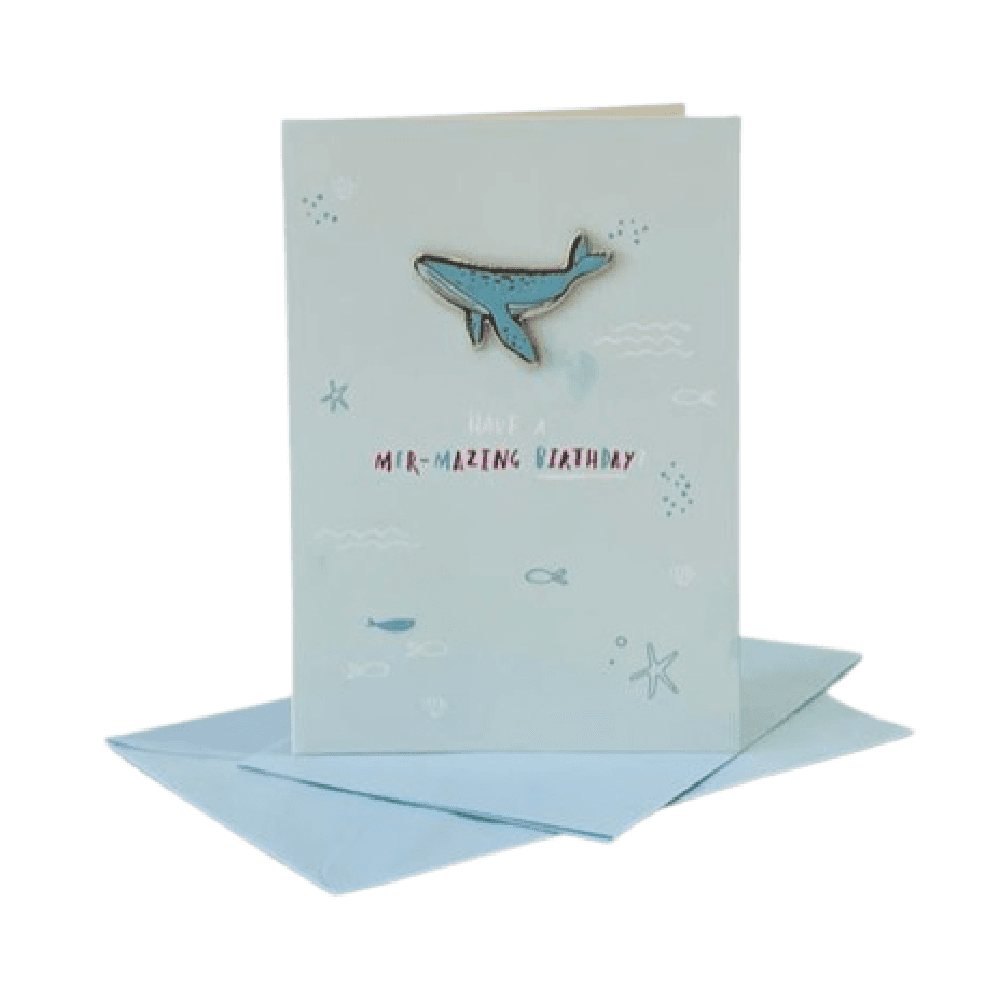 Blue Whale Plated Greeting Card