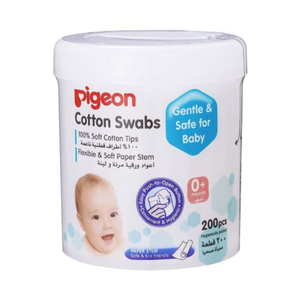 Pigeon Cotton Swabs Gentle & Safe For 0+ Months Baby 200Pcs No.26547
