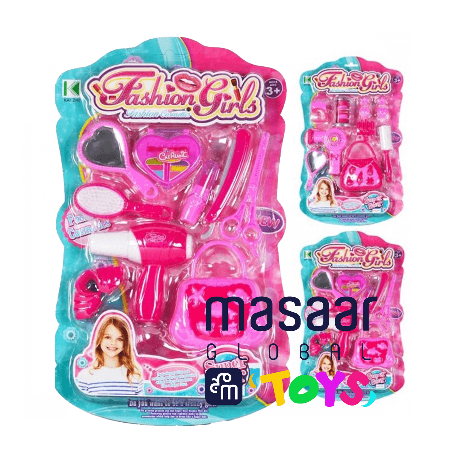 Kids Beauty & Hair Play Set | Pink Salon Toy Pack For Children -Kz-2599Ab