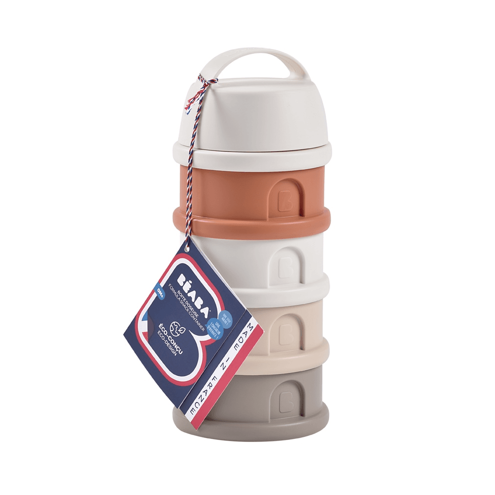 Beaba Formula Milk 4 Compartments Container - Cotton  White & Terracotta