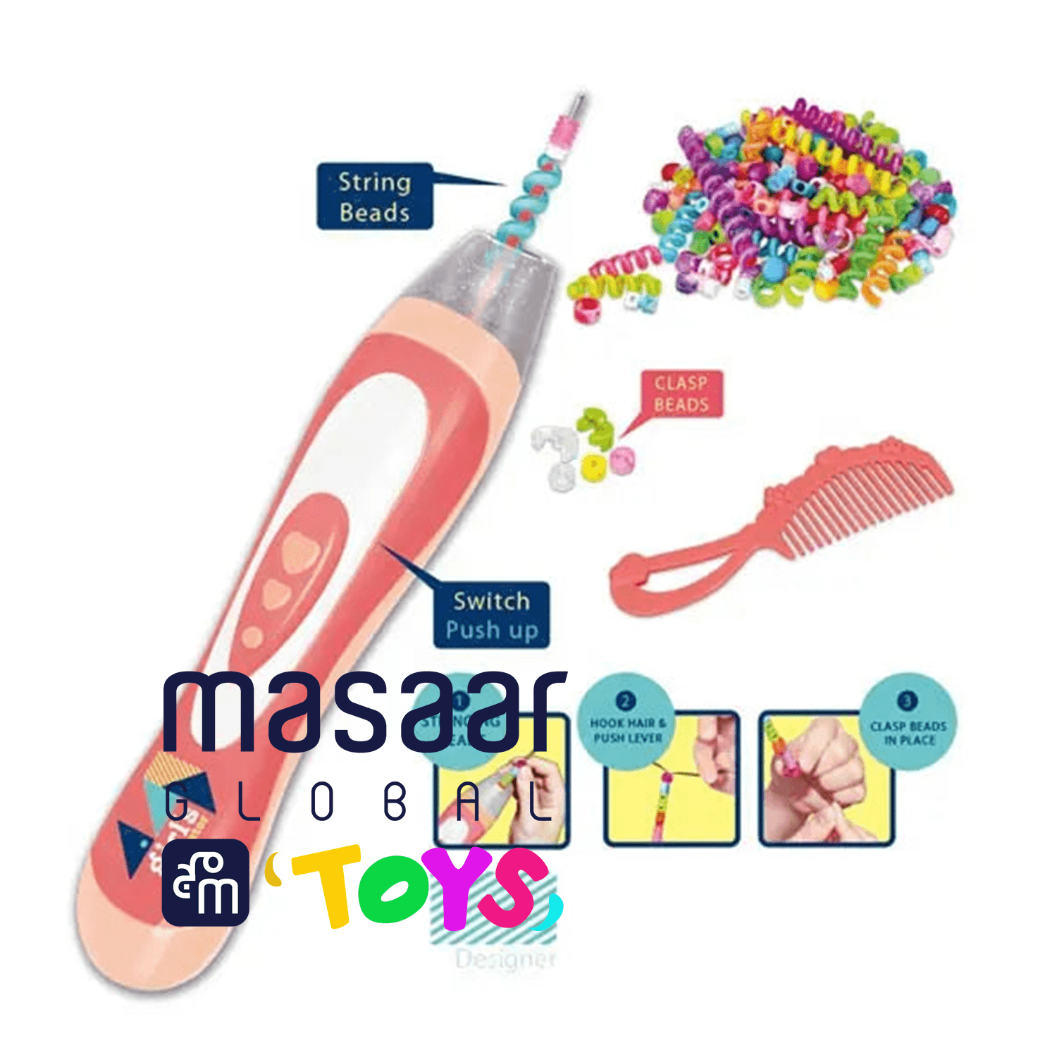 Diy Plastic Fashion Hair Beader Set | Girls Toy Kit For Creative Hairstyles + 3Age-Mbk-205K