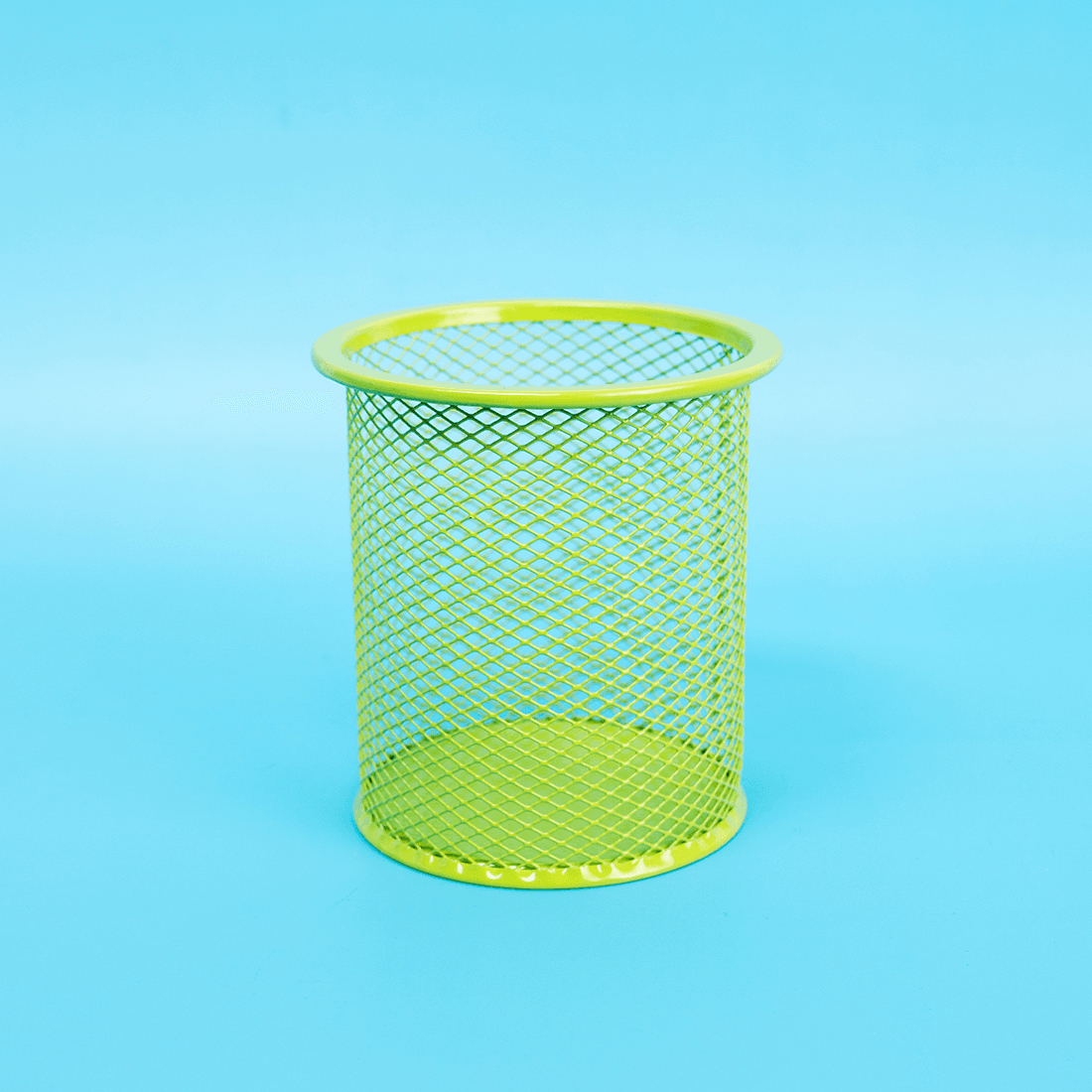 Bright Green Metal Mesh Pencil Holder