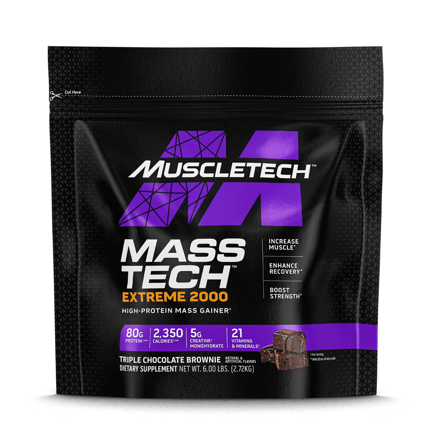 Muscletech, Masstech, Extreme 2000 6 Lb Triple Chocolate Brownie