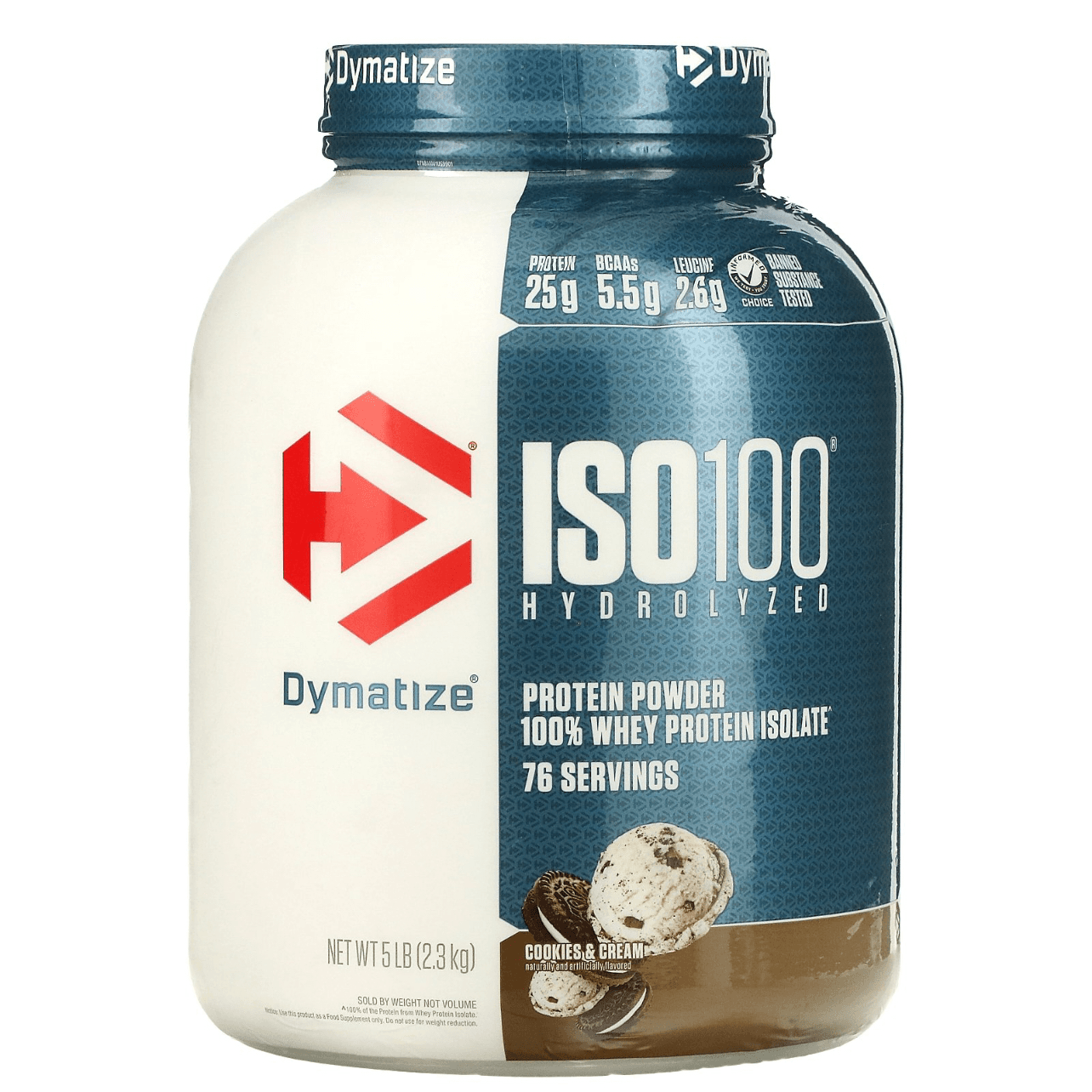Dymatize, Iso 100, Protein Isolate, 5 Lb, Cookies And Cream