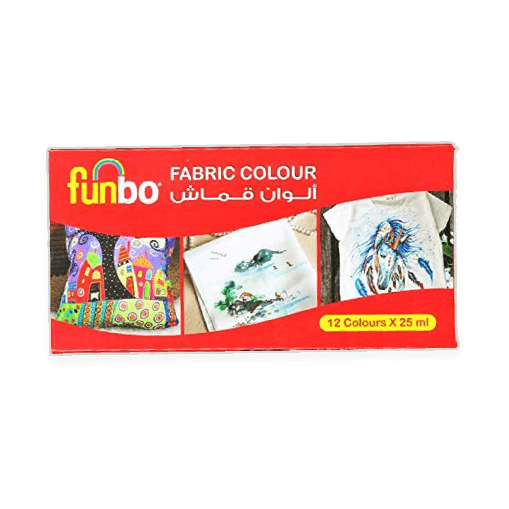 Funbo Assorted Fabric Colours 25ml 12Pcs