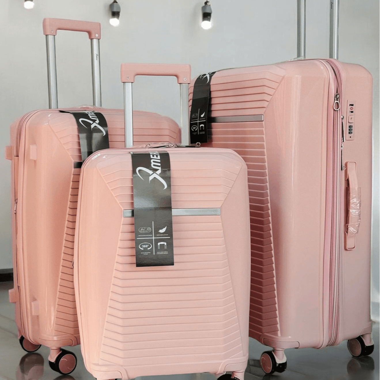 Model Pp 31 Trolley Double Zipper 3Pcs Set High Quality Hard Shell Spinner Wheels Carry On Travel Suitcase ( 20, 24 , 28 Inches ) Np438