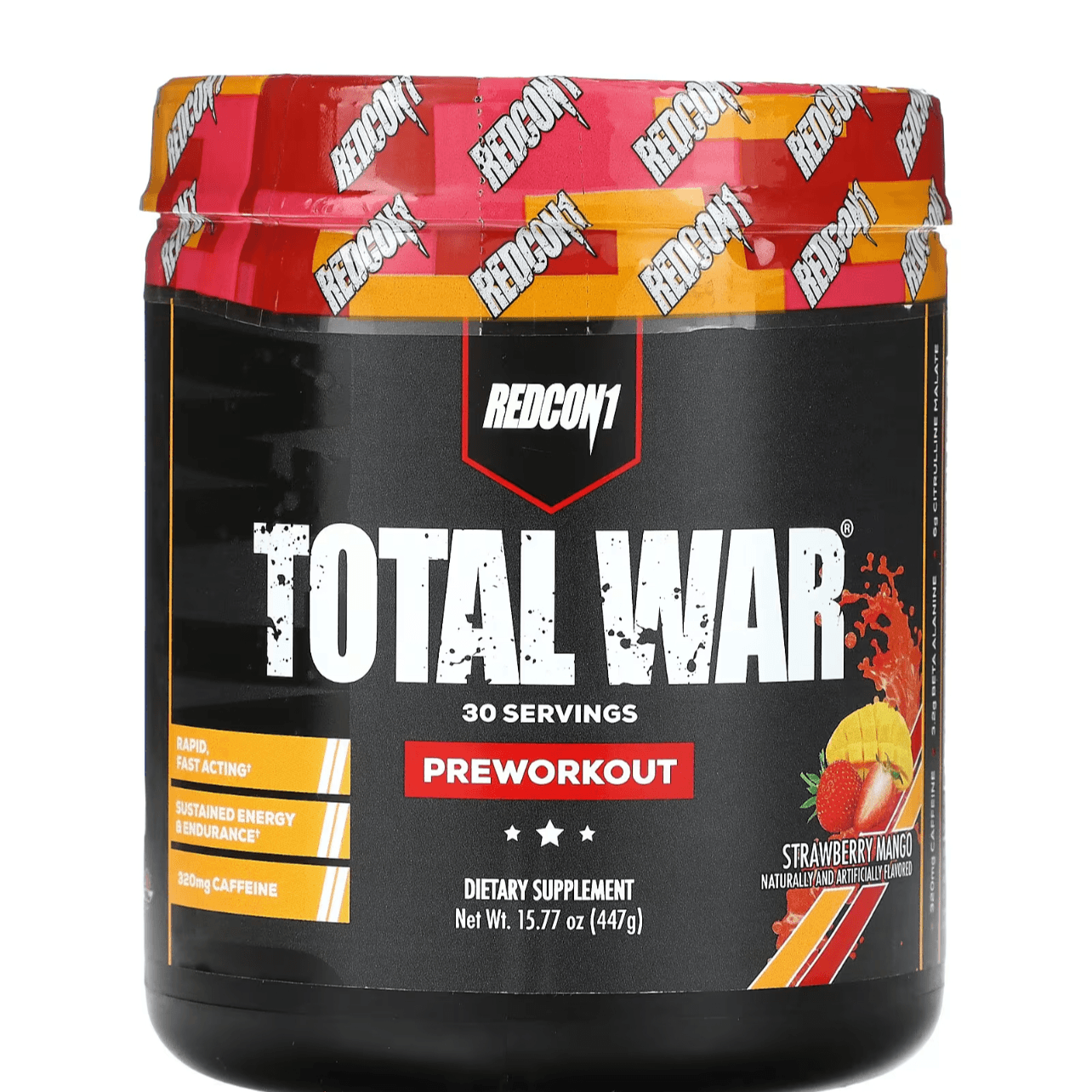 Redcon1, Total War, Preworkout, 30 Serving, Strawberry Mango