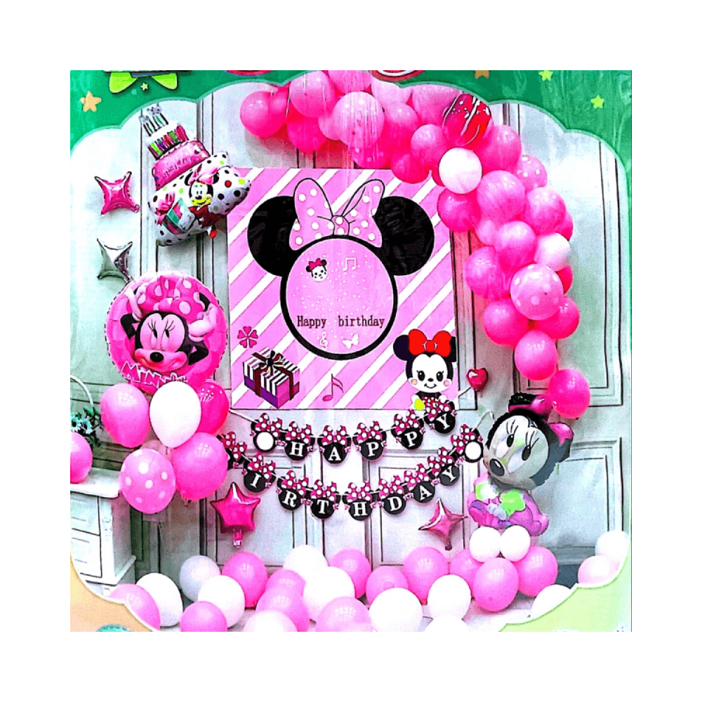Minnie Mouse Happy Birthday Party Decoration Set With Banner
