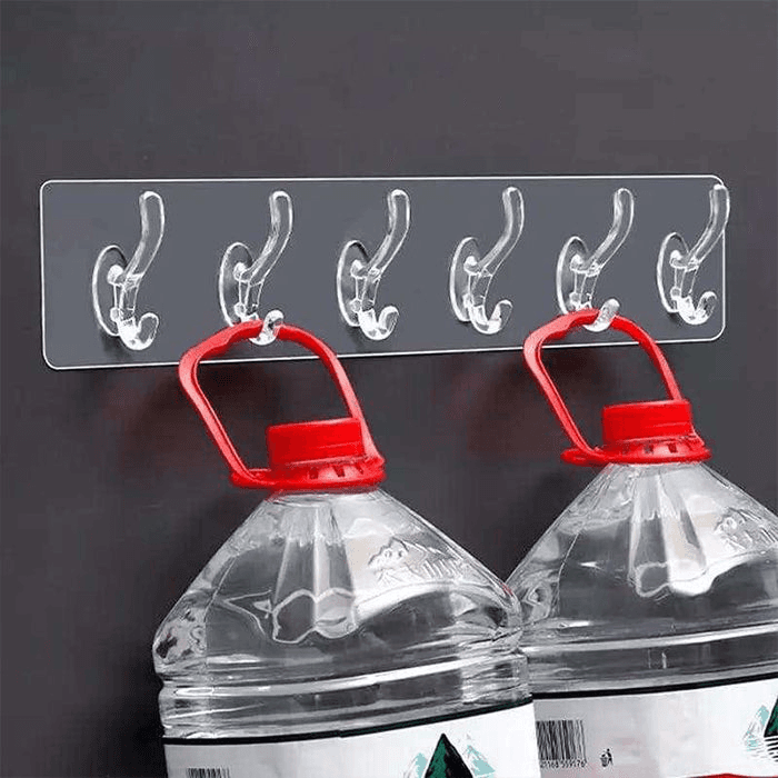 6 Hooks Wall Mount Transparent Hanger