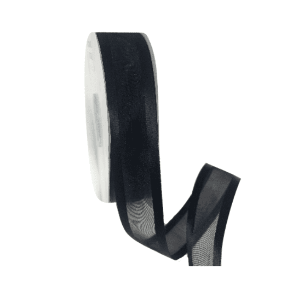 Organza Satin Edge Ribbon - Black