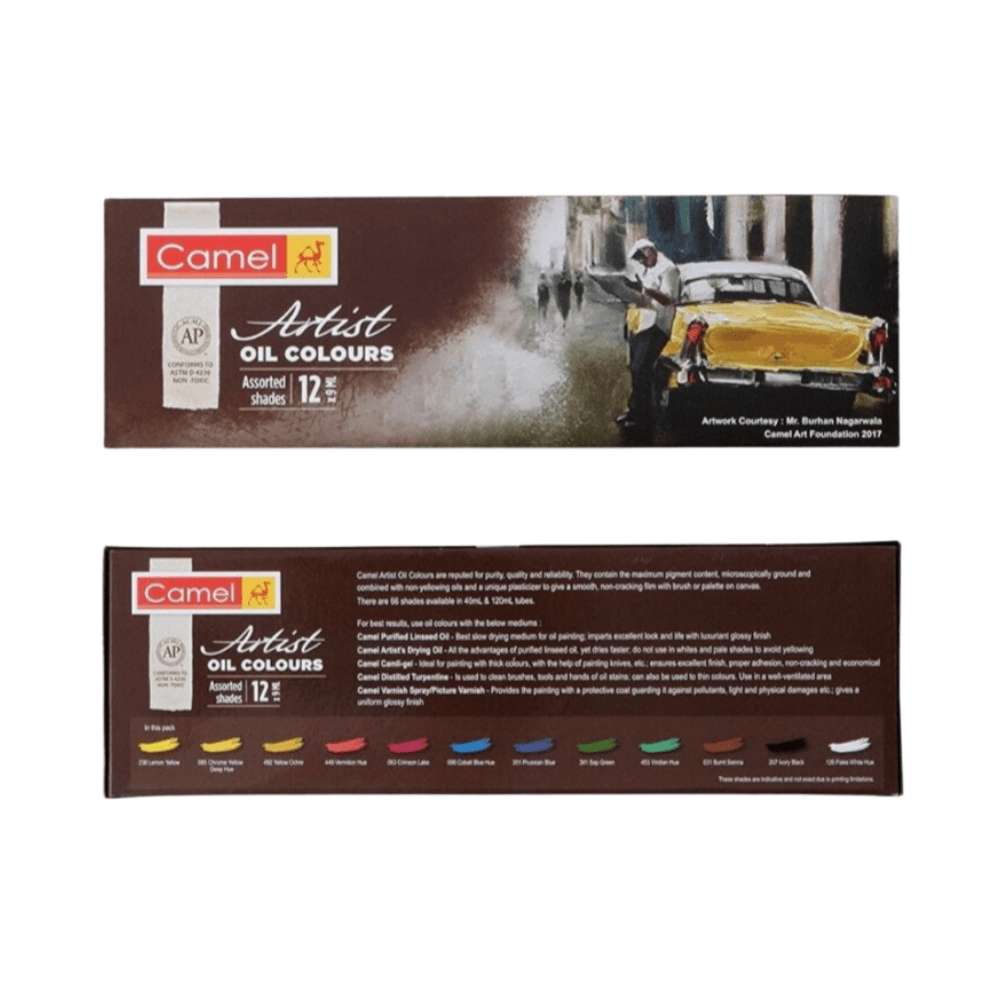 Camel Artist Oil Colours 12Pcs 9ml - Assorted Shades