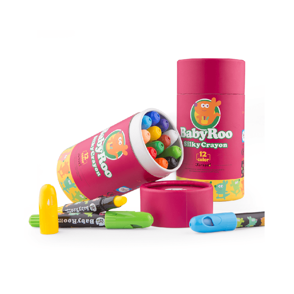 Jar Meló Baby Roo Silky Washable Crayons Colours Set 12Pcs