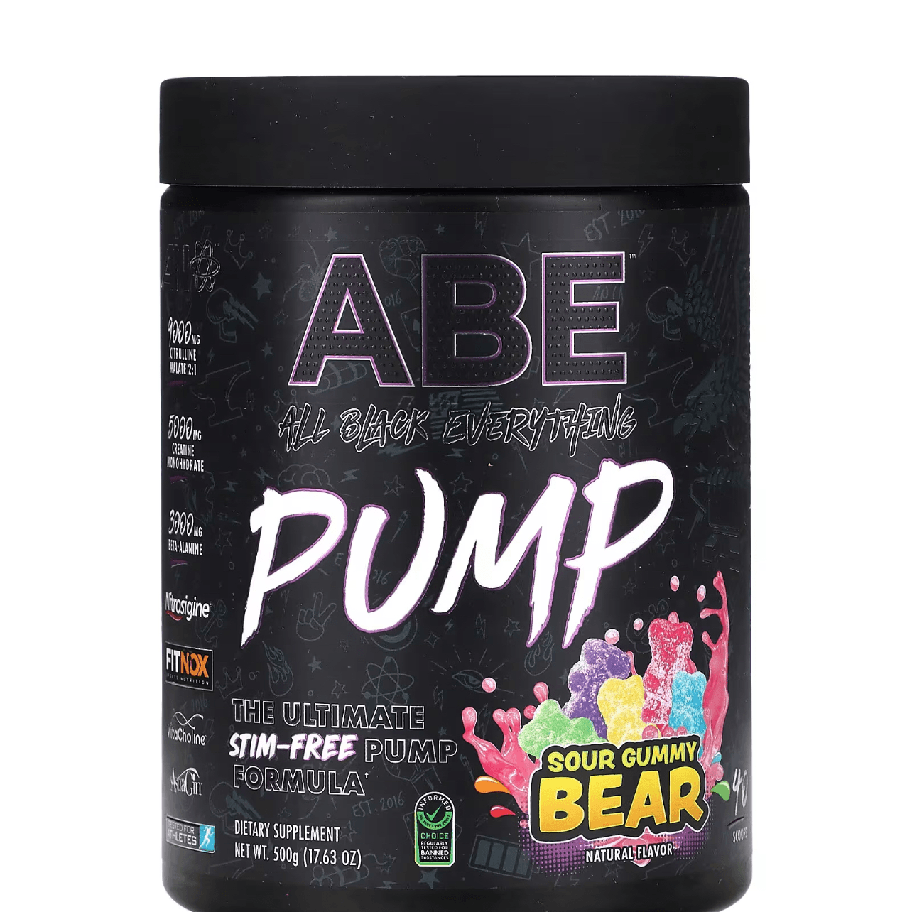 Applied Nutrition, Abe Pump, Stim-Free,, 40 Serving, Sour Gummy Bear