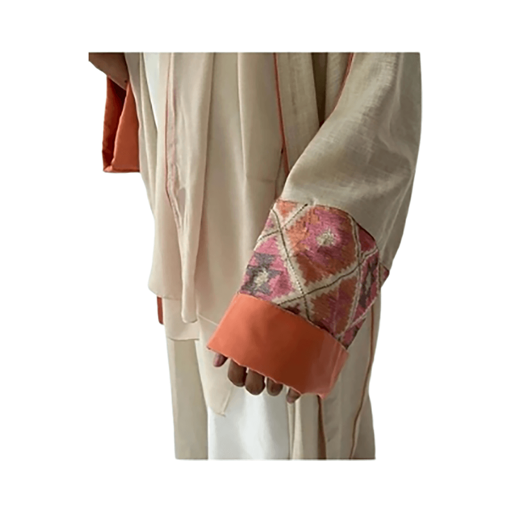 Elegant Printed Panel Abaya for Women - Beige
