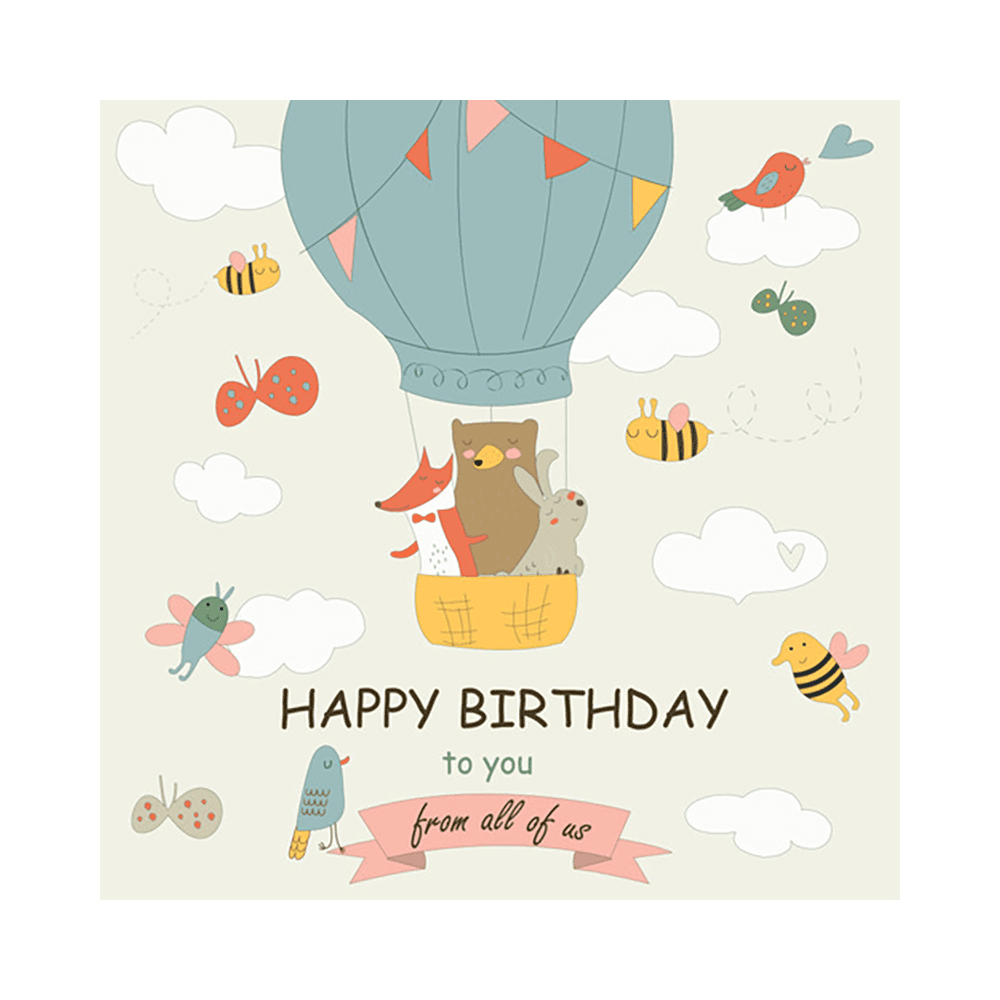 Happy Birthday Cards With Bee Design - White