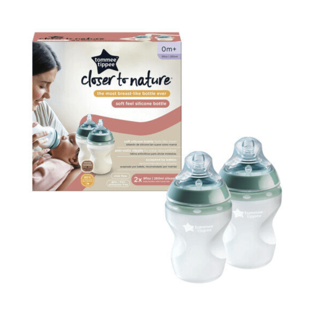 Tommee Tippee Closer To Nature Soft Feel Silicone Baby Bottles 260ml 2Pcs