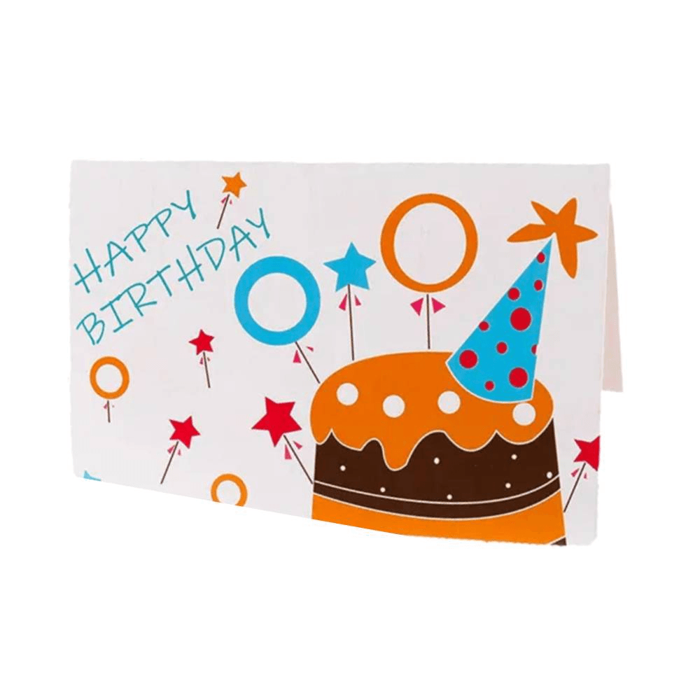 Happy Birtday Card With Orange Design - White 