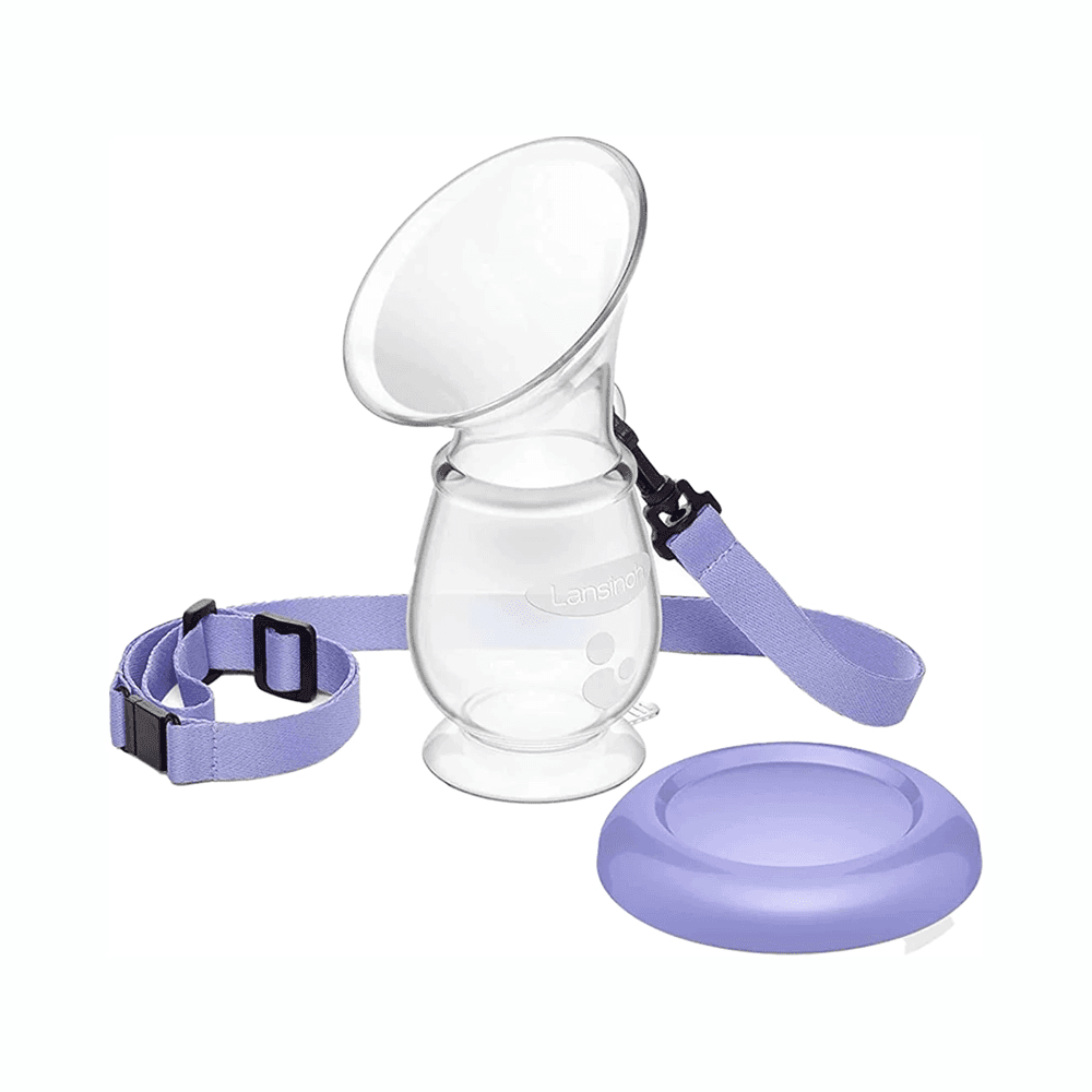 Lansinoh Silicone Breast Pump For Breastfeeding with Suction Base Portable & Lightweight Includes Neck Strap & Protective Lid