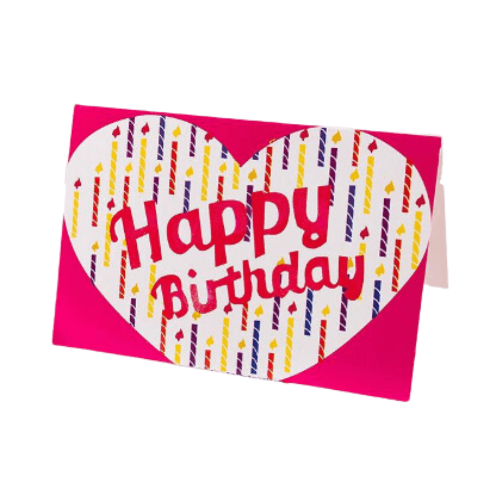 Big Heart And Candles Design Happy Birthday Card