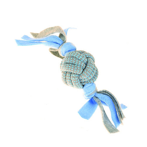 Little Rascals Fleecy Rope Ball Tugger Blue