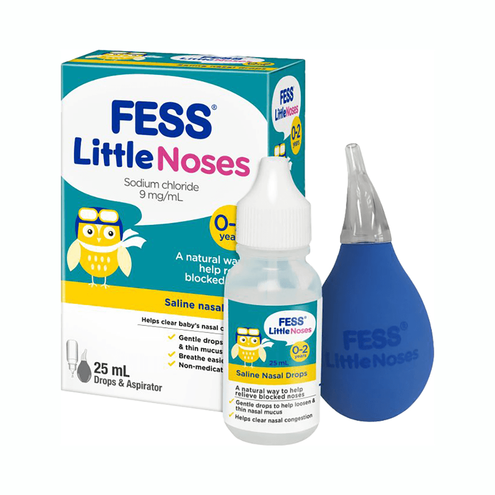Fess Little Noses Purified Seawater Saline Drops 0-2 Years 25ml With Aspirator