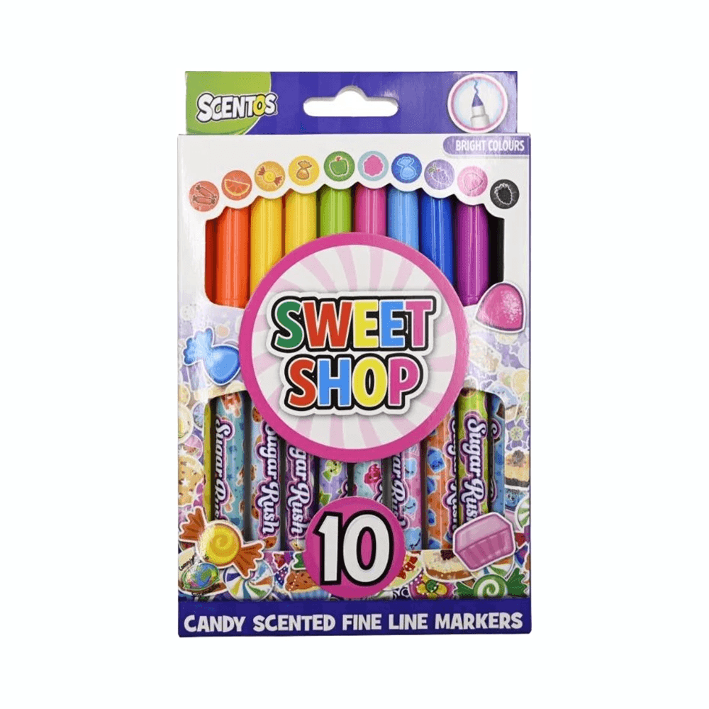 Scentos Sweet Shop Scented Fine Line Markers Set 10Pcs - Assorted