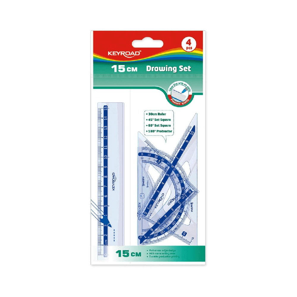 Keyroad Plastic Geometrical Drawing Set 15cm 4Pcs Kr971430