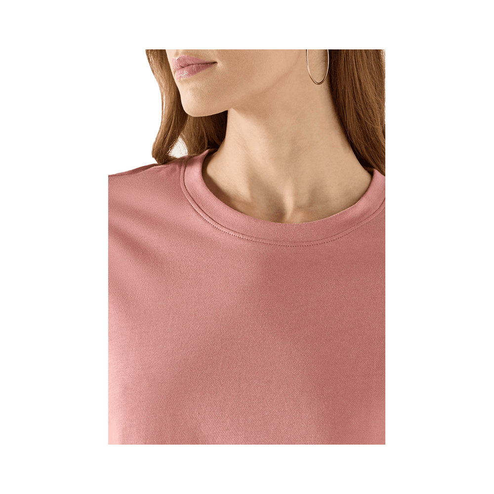Relaxed Fit Crew Neck T-shirt for Women - Pink - Size - XS
