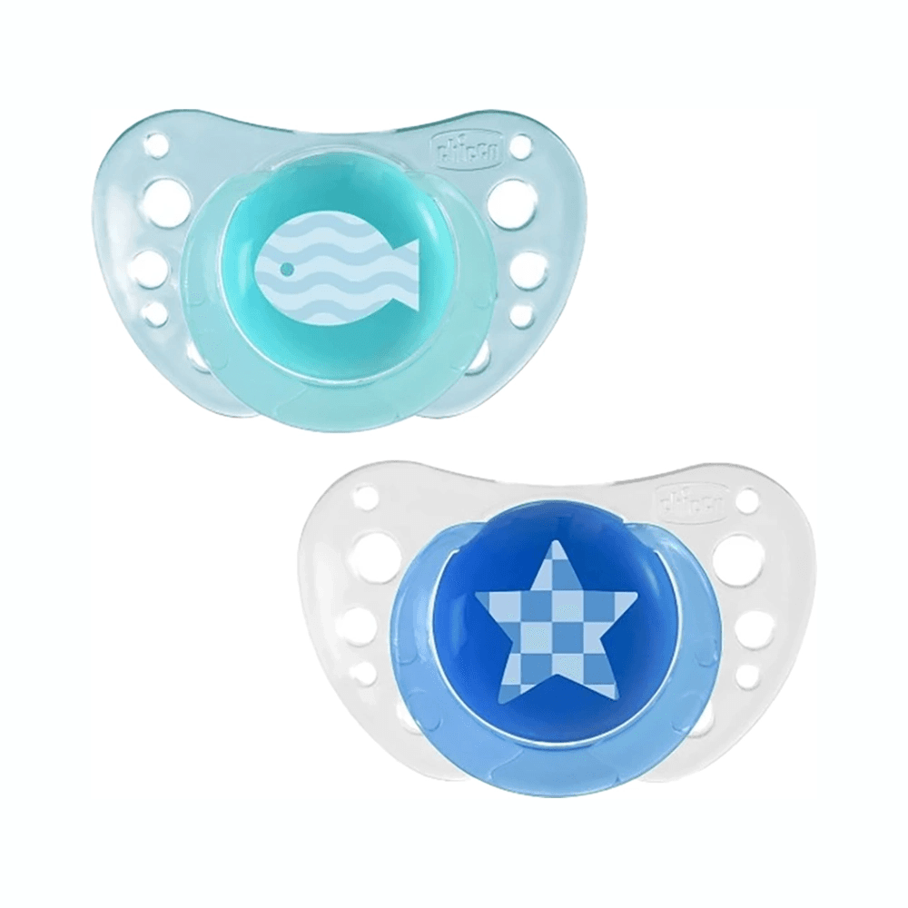 Chicco Silicone Physio Soother Air Blue 6-16 Months 2Pcs 
