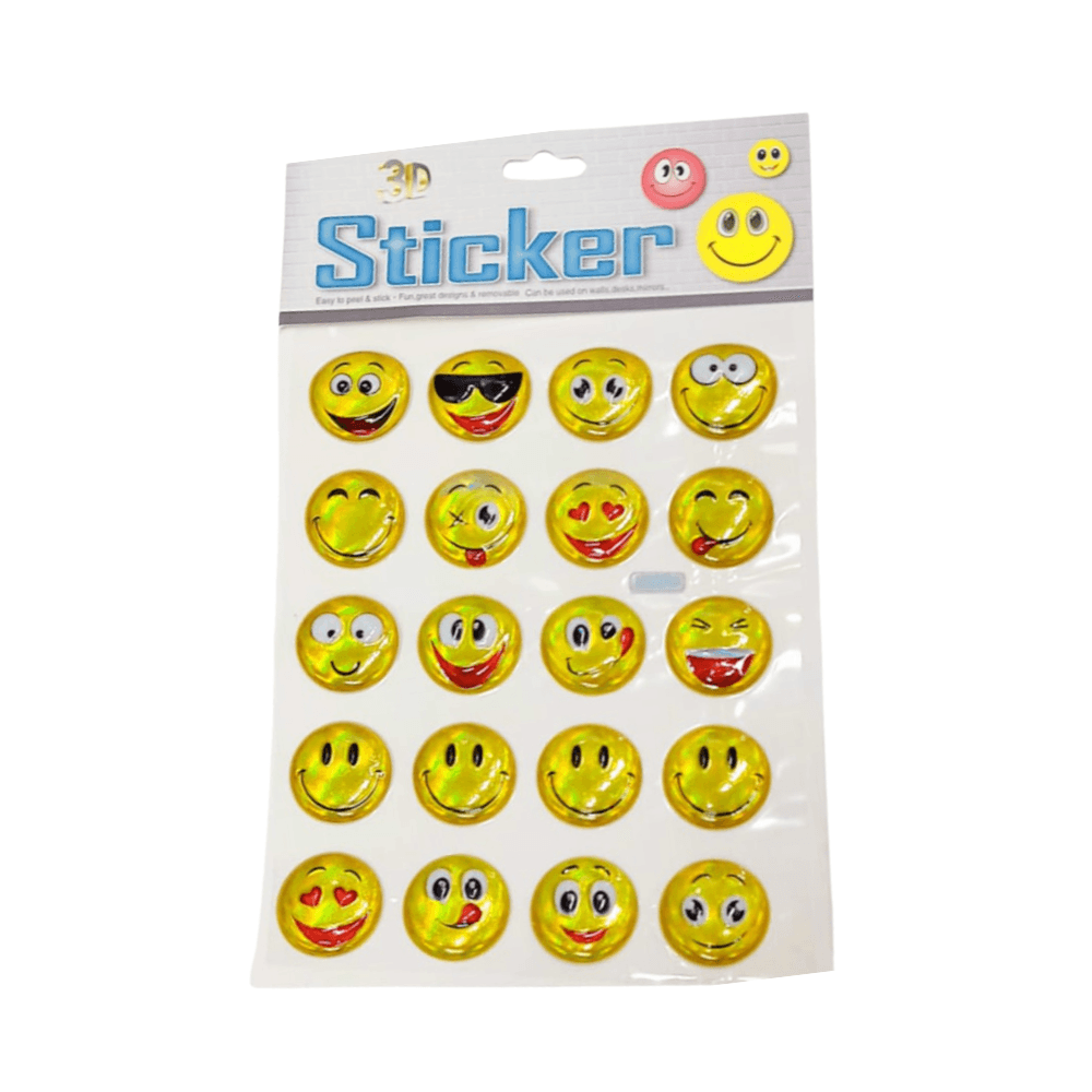 3D Smiley Face Sticker - Yellow