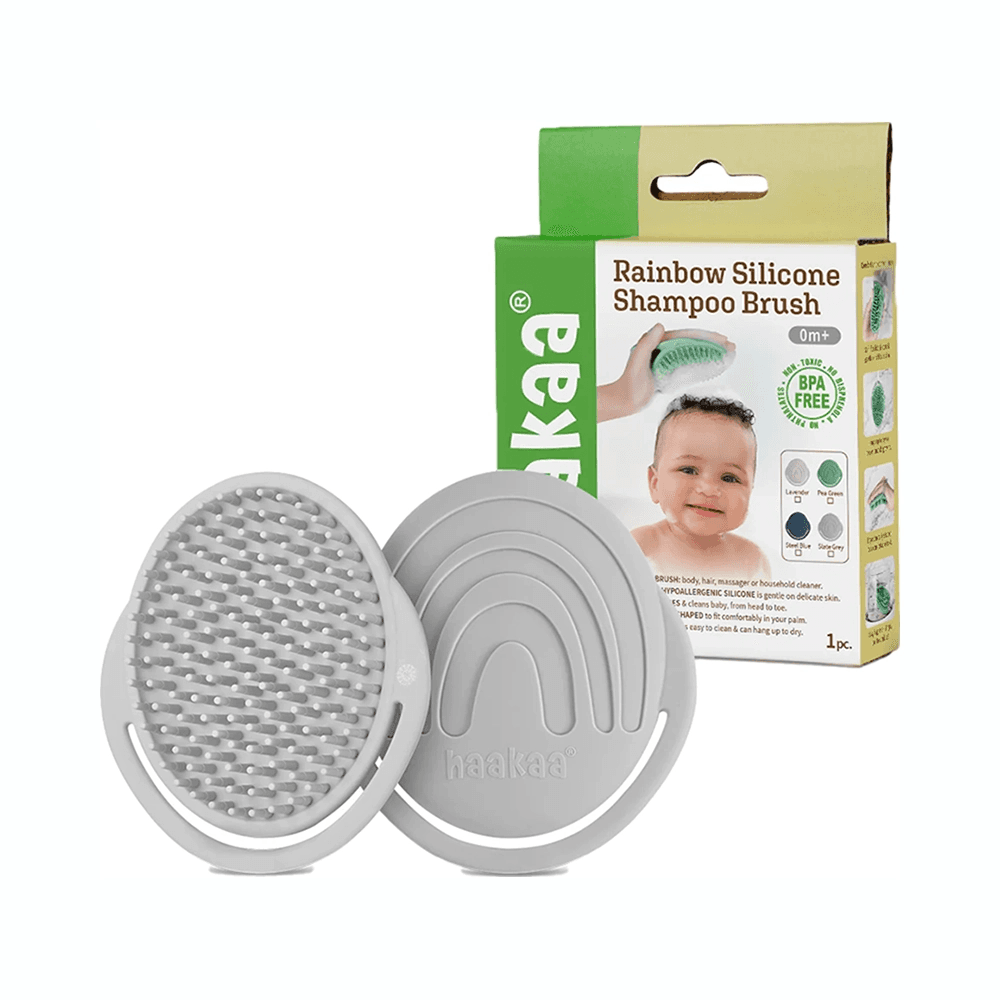 Haakaa Rainbow Silicone Shampoo Brush - Slate Grey