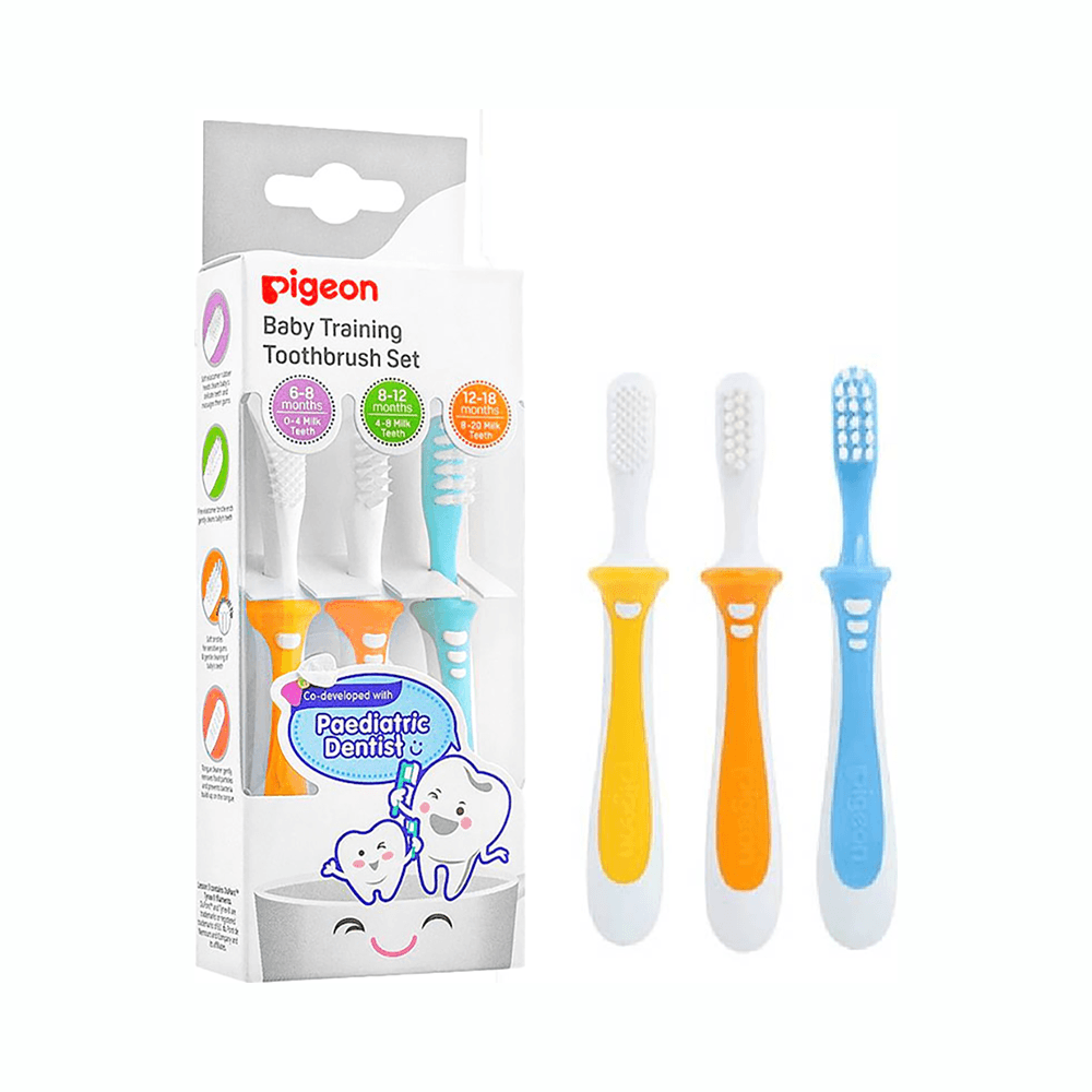 Pigeon Baby Training Toothbrush Set 3 Stages (For 6-8 Months, 8-12 Months & 12-18 Months) 3Pcs No.78343-2