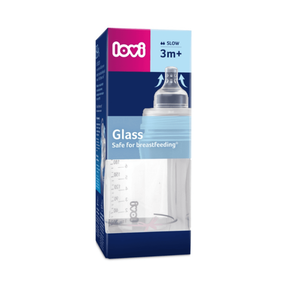 Lovi Glass Bottle Boy Slow Flow 3m+ 250ml 74/204
