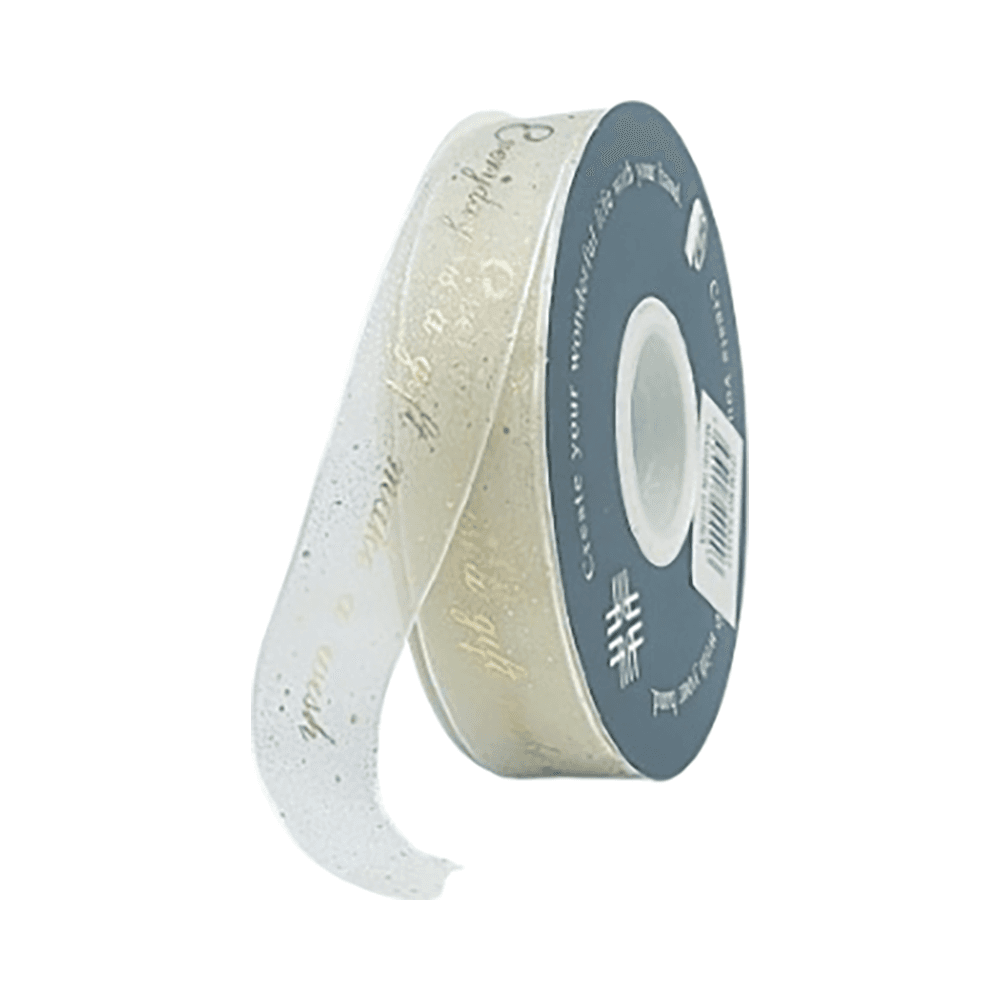 Everything Is A Gift Make A Wish Quote Organza Ribbon - White 16m