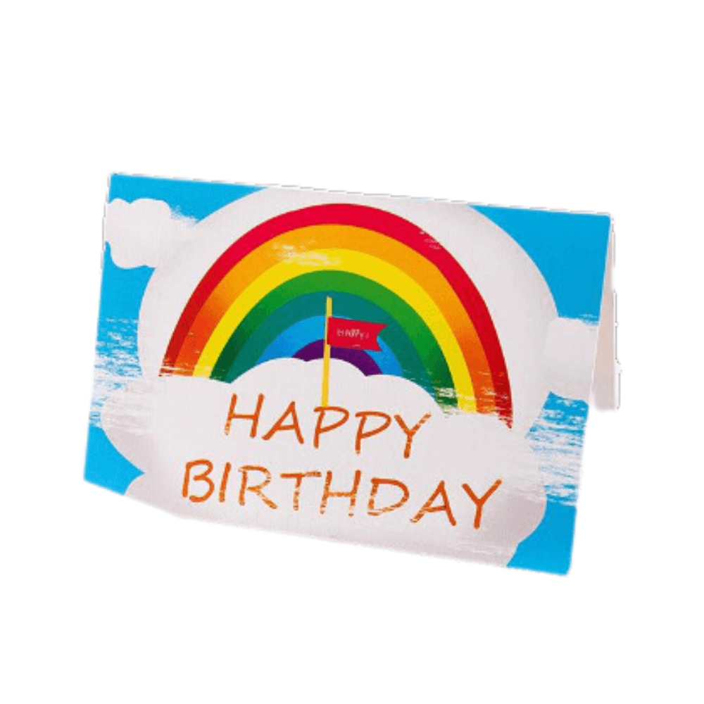 Rainbow Design Happy Birthday Card - Blue 