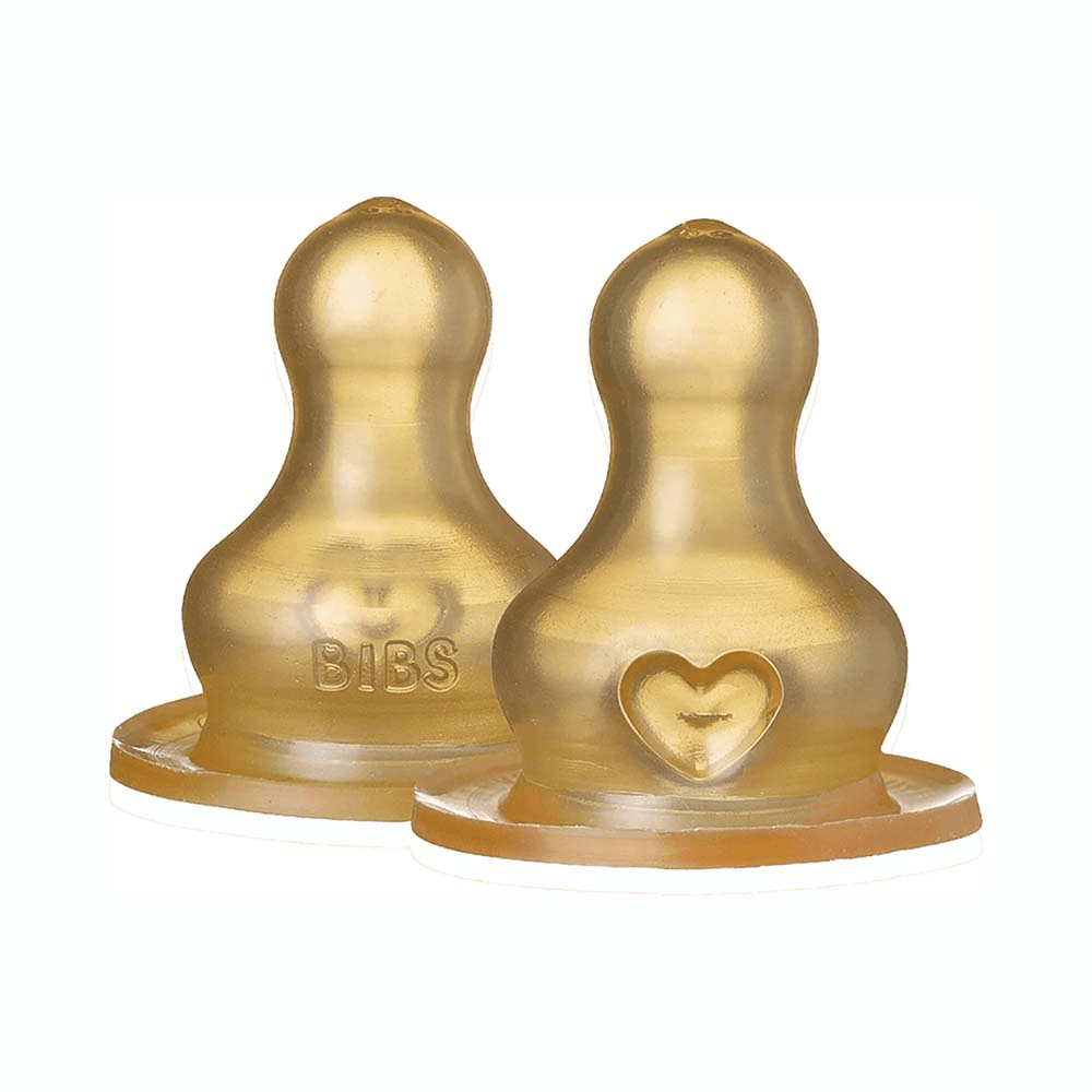 BIBS Round Natural Rubber Slow Flow Bottle Nipple Kit Pack 2Pcs 