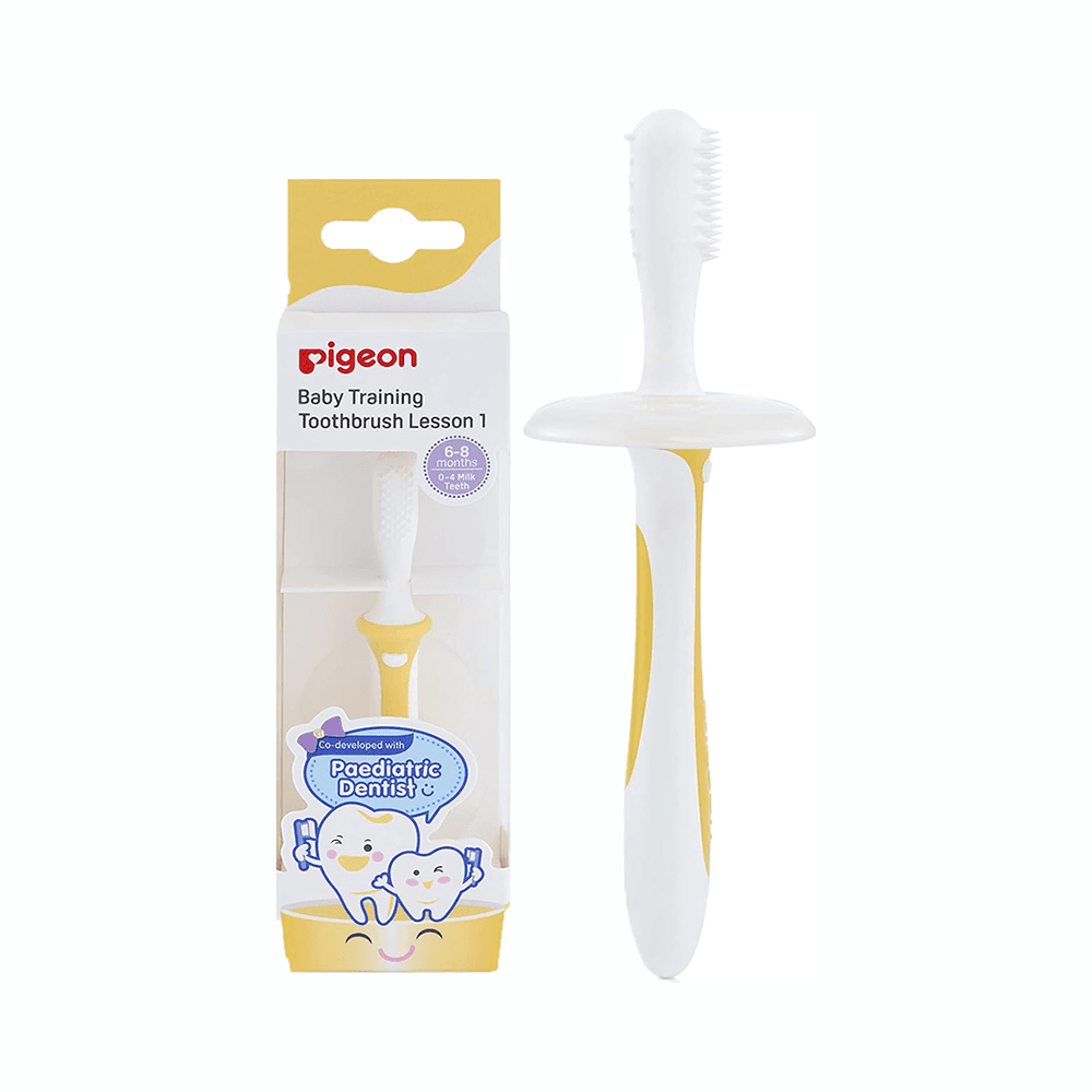 Pigeon Baby Training Toothbrush Lesson 1 For 6-8 Months 1Pc - Yellow No.78338-2