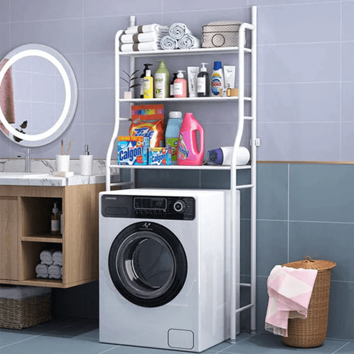 3 Layer Over Washing Machine Metal Storage Rack - White