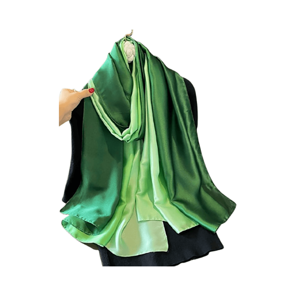 Green Ombre Satin Hijab Scarf for Women