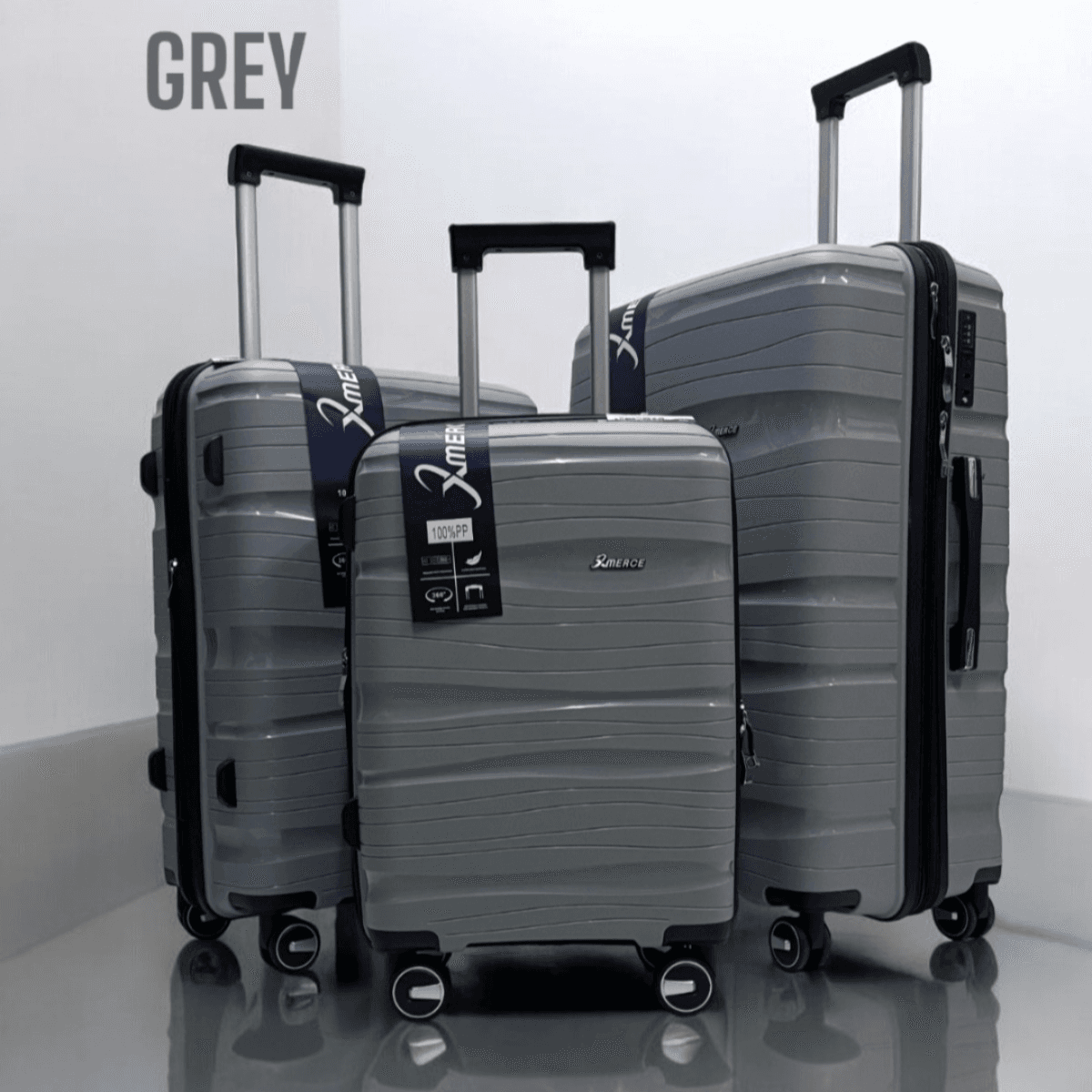 Model 2302 - Pp High Quality Hard Shell Spinner Wheels Carry On Travel Suitcase 3Pc'S Set	Np185