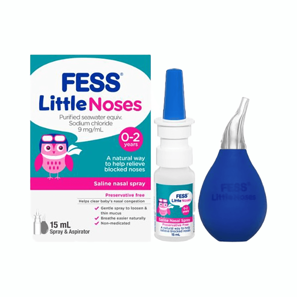 Fess Little Noses Purified Seawater Saline Nasal Spray 0-2 Years 15ml With Aspirator 