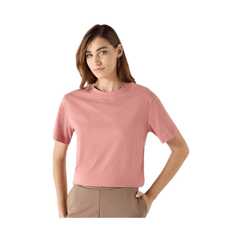 Relaxed Fit Crew Neck T-shirt for Women - Pink - Size - XS