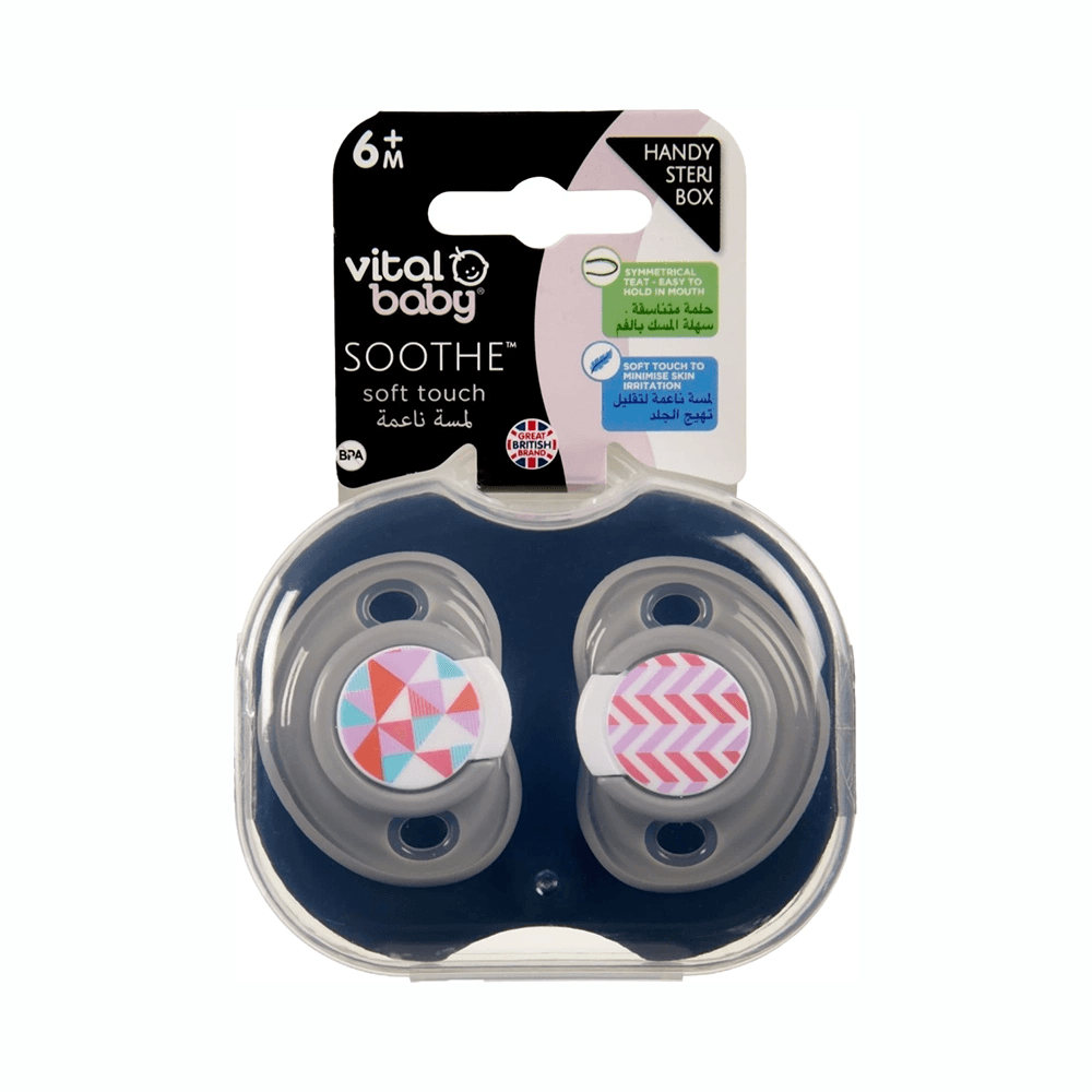 Vital Baby Soothe Soft Touch 6 Months+ Girl Pacifier 2Pcs
