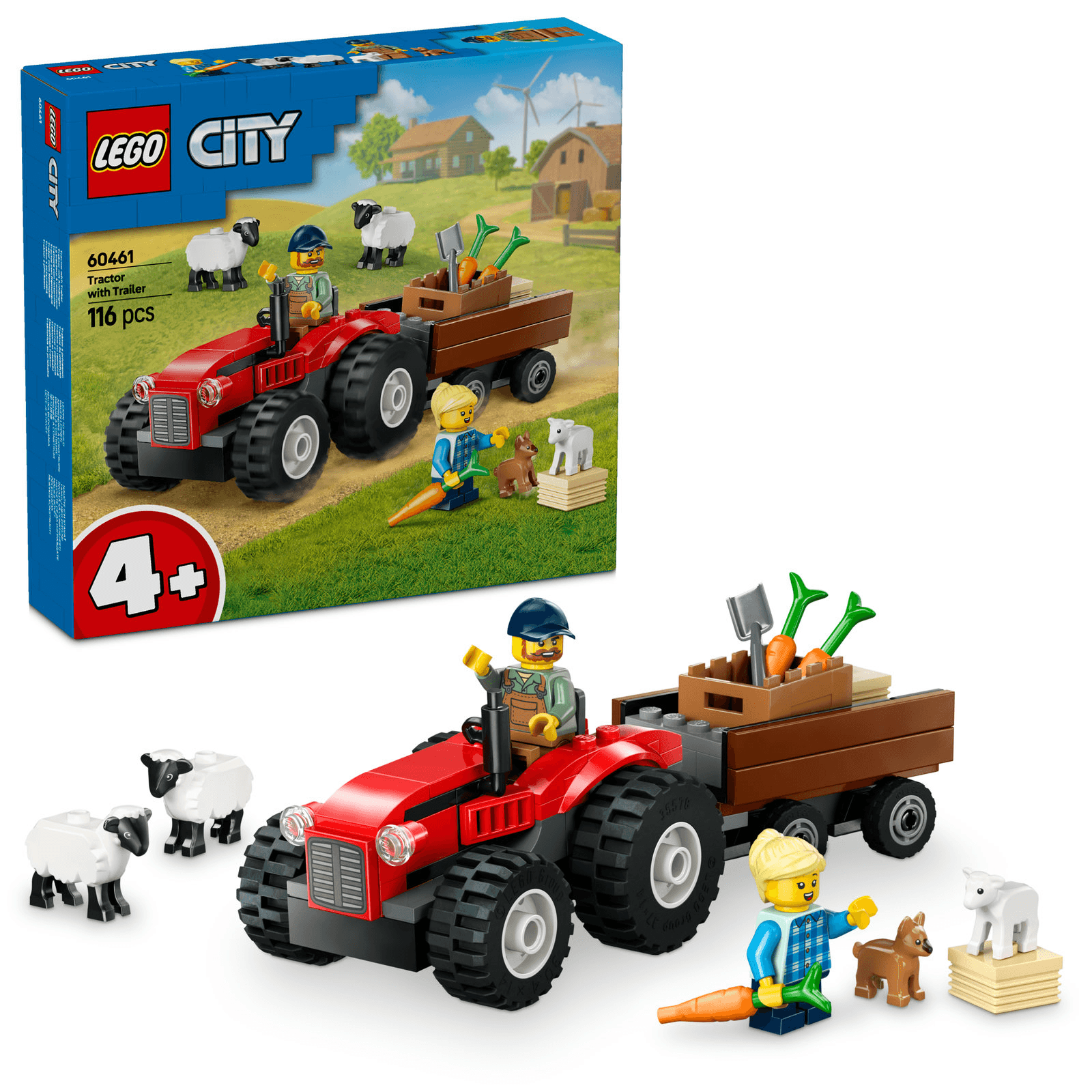 LEGO 60461 City Red Farm Tractor with Trailer & Sheep Building Set 116Pcs