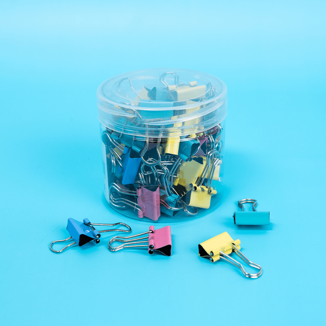 Small Pastel Binder Clips in a Reusable Container 60 pcs