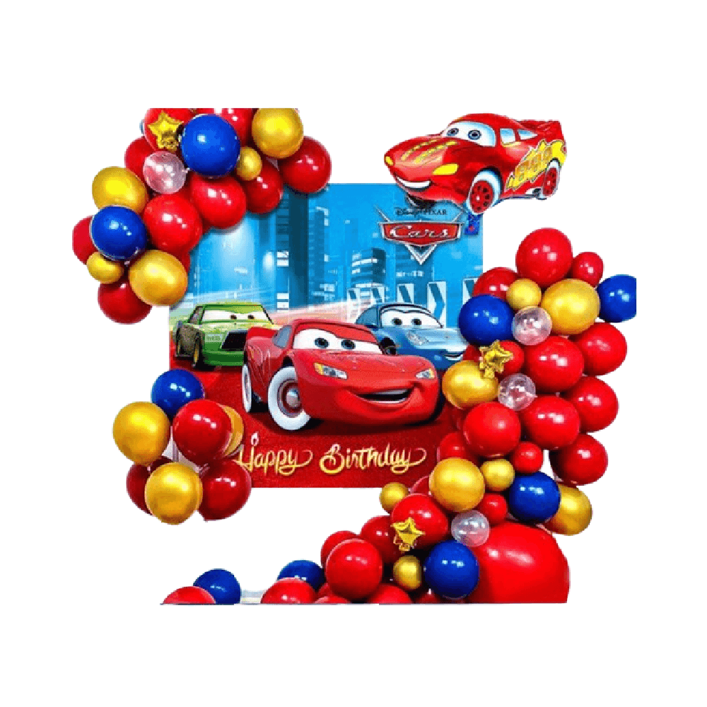 Cars McQueen Happy Birthday Party Decoration Banner & Balloon Kit Set 
